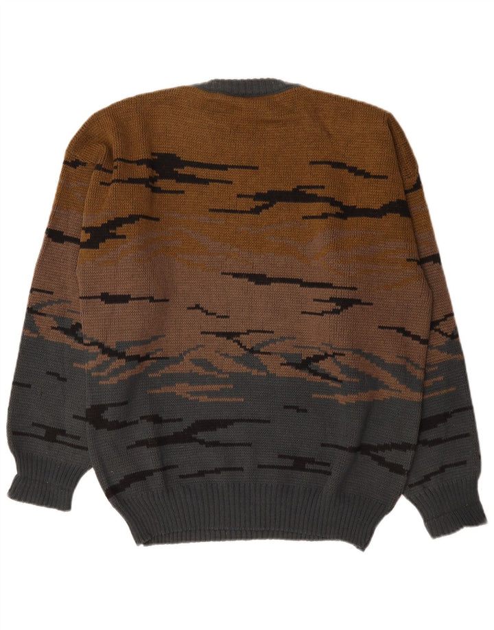 C&A Herren-Pullover mit Rundhalsausschnitt, EU 48/50, Mittelbraun, Farbblock