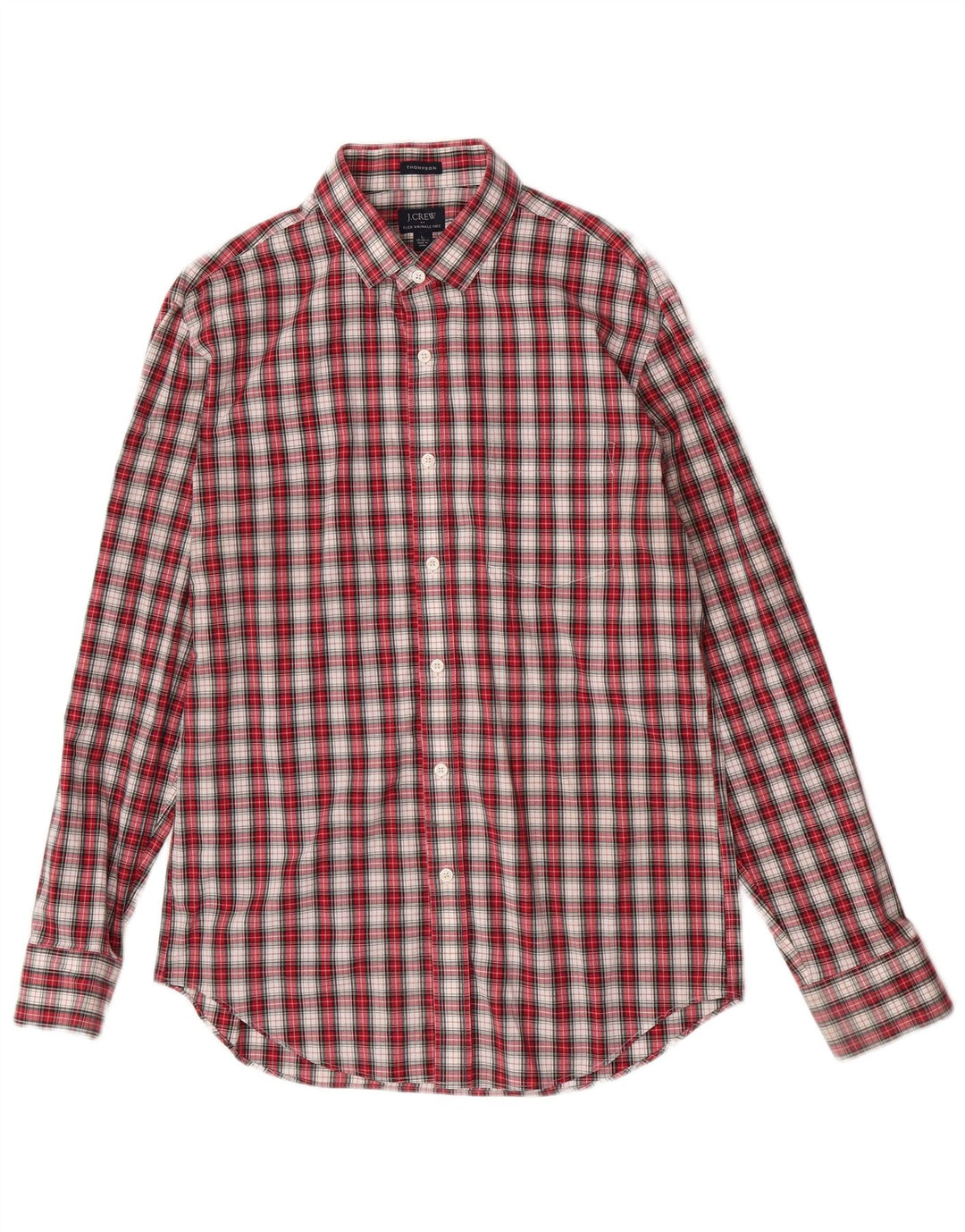 J. Crew Thompson-Flanellhemd für Herren, Größe 16 1/2, groß, rot kariert, Baumwolle