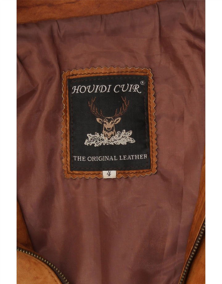 Houidi Cuir Herren Bomber Lederjacke UK 40 Großes braunes Leder Retro