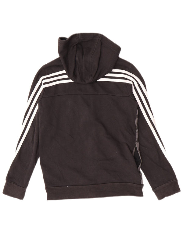 Adidas Jungen-Kapuzenpullover mit Reißverschluss, 9–10 Jahre, schwarze Camouflage-Baumwolle