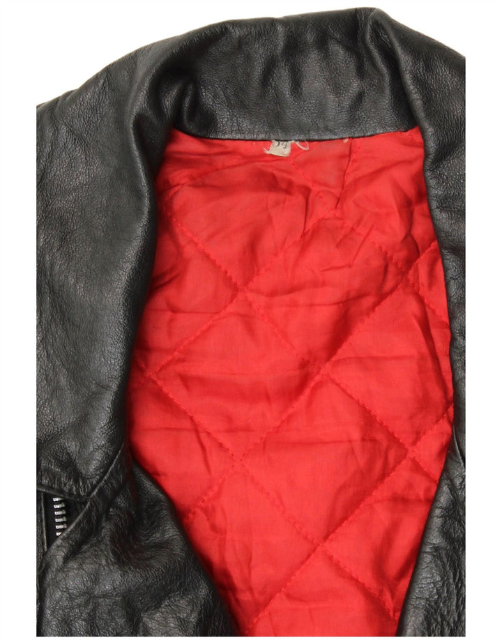 VINTAGE Herren Leder Bikerjacke IT 54 XL Schwarz Biker