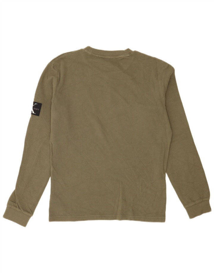 Calvin Klein Jeans Herren Grafik-Oberteil, langärmelig, Mittelkhaki, Baumwolle