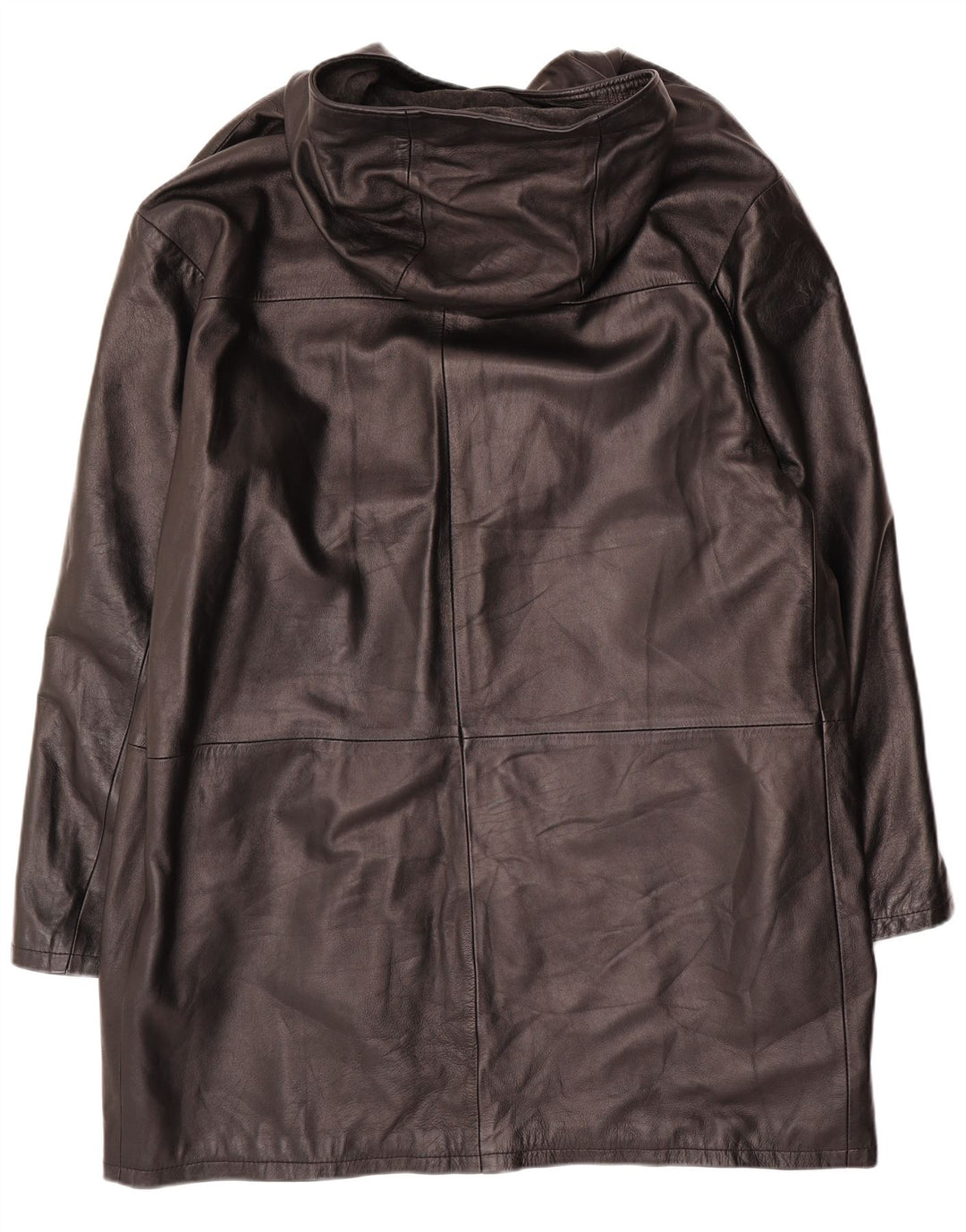 Vintage Herren Duffle Lederjacke mit Kapuze IT 54 2XL Schwarzes Leder