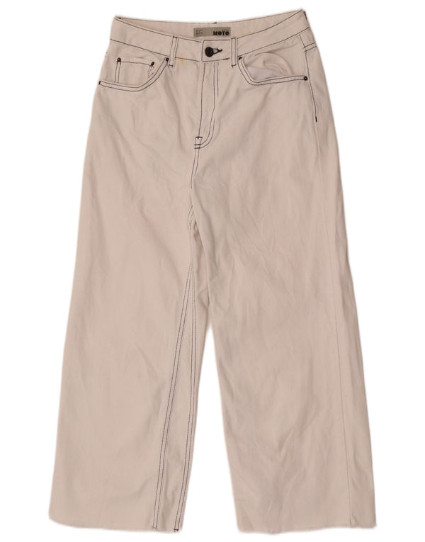 Topshop Damen-Jeans mit hoher Taille und weitem Bein, W28, L24, weiße Baumwolle