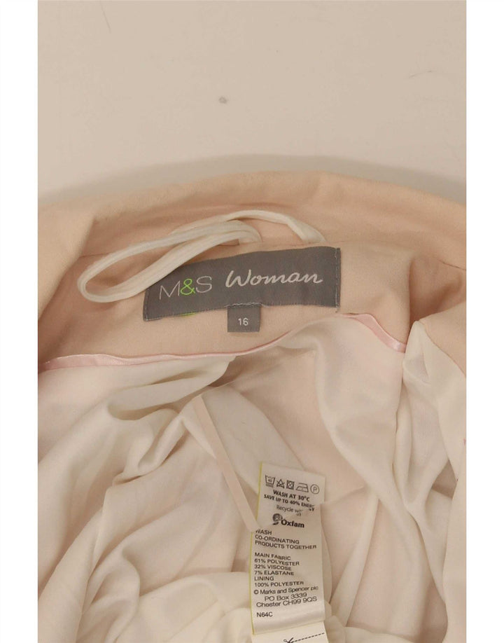 Marks & Spencer Damen-Blazer mit 3/4-Ärmeln und 1 Knopf, Gr. 16, Rosa