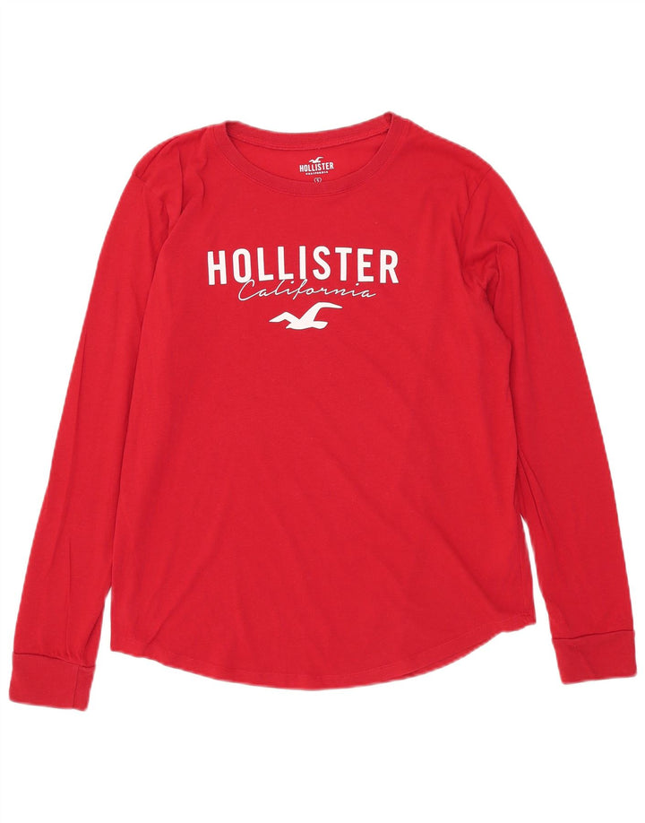 Hollister Herren-Grafikoberteil, langärmelig, klein, rote Baumwolle