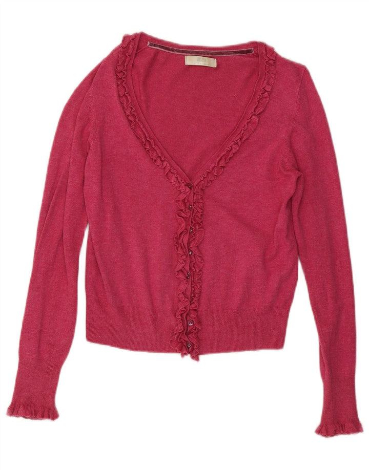 Marks & Spencer Damen Crop Cardigan mit Rüschen vorne, Gr. 8, Rosa