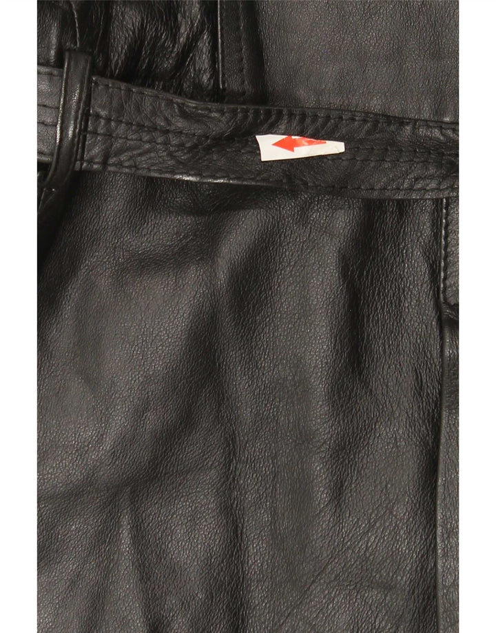 Vintage Damen Zweireihiger Ledermantel IT 46 Large Schwarz