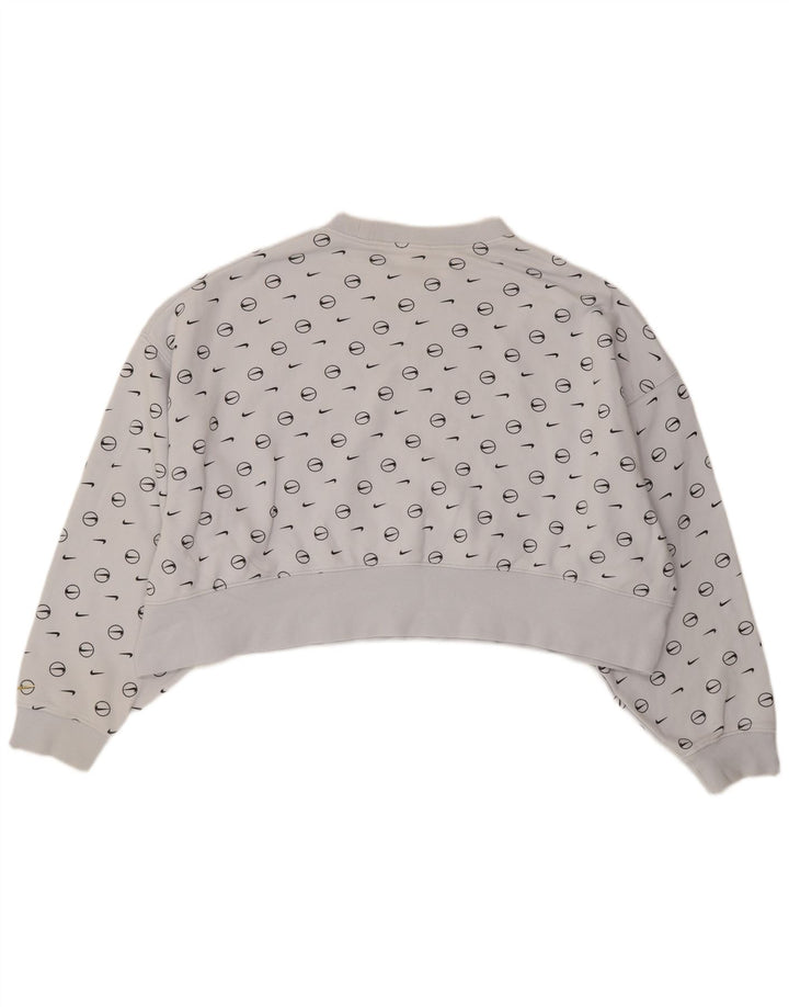Nike Damen-Sweatshirt mit übergroßem Crop-Grafikmuster, Gr. 14, Mittelblau