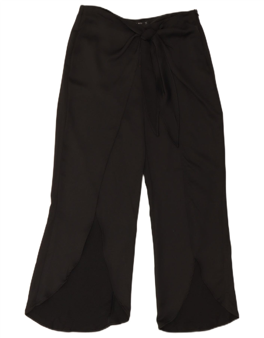 Zara Damen-Hose mit weitem Bein, kurz geschnitten, Größe S, W28, L23, Schwarz, Polyester