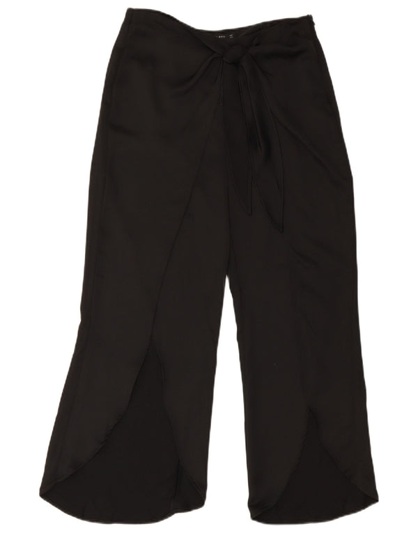 Zara Damen-Hose mit weitem Bein, kurz geschnitten, Größe S, W28, L23, Schwarz, Polyester