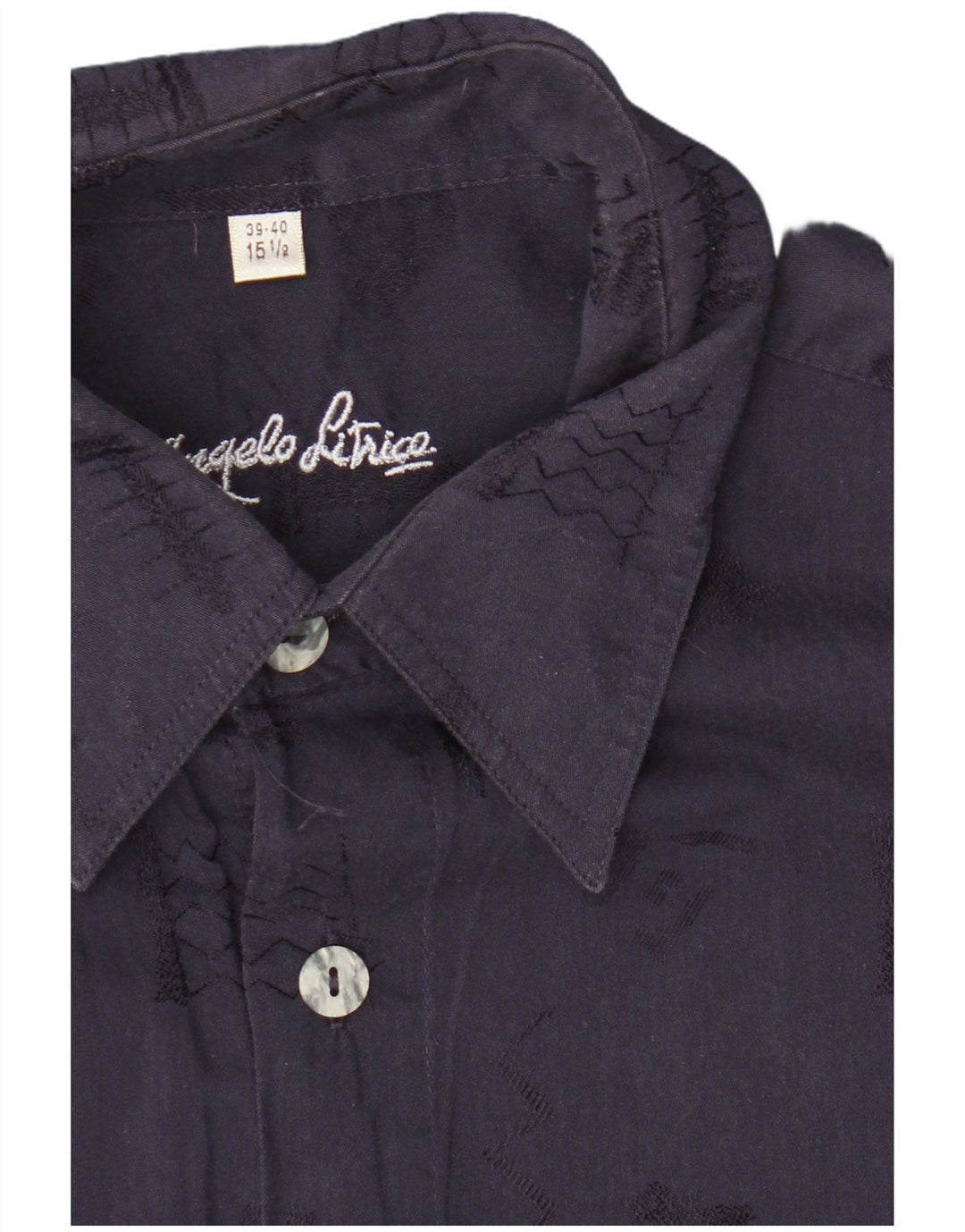 Angelo Litrico Herrenhemd Größe 39/40 15 1/2 Medium Marineblau Geometrisch