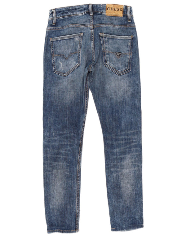 Guess Damen Los Angeles Distressed Skinny Jeans W29 L28 Blaues Polyester