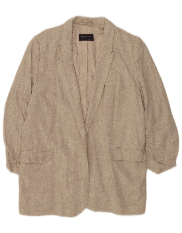 Marks & Spencer Damen-Blazer mit 3/4-Ärmeln, offen, Gr. 14, Beige