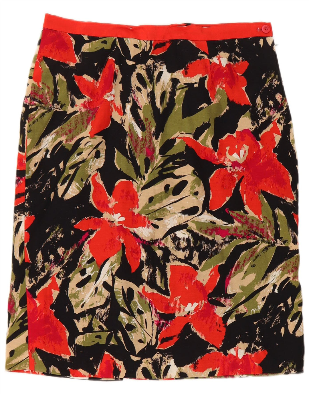 Vintage Damen Bleistiftrock W28 Medium Schwarz Floral