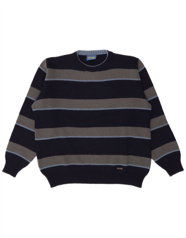 Wrangler Herren-Pullover mit Rundhalsausschnitt, mittleres Marineblau gestreift