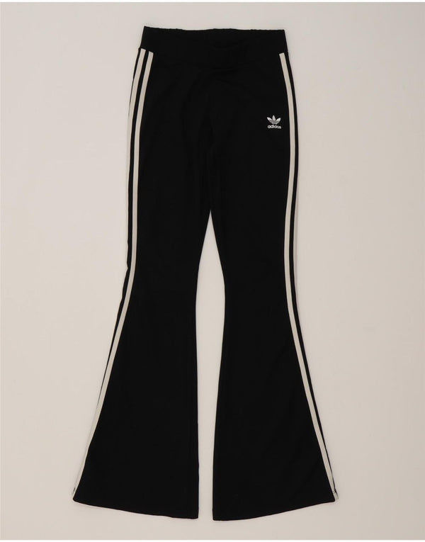 Adidas Damen Flare-Trainingshose UK 12 Mittelschwarzes Polyester