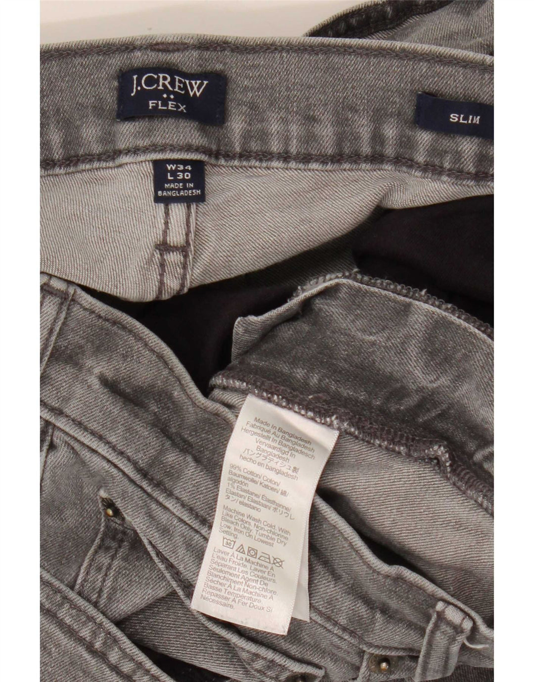 J. Crew Damen Flex Slim Jeans W34 L30 Graue Baumwolle