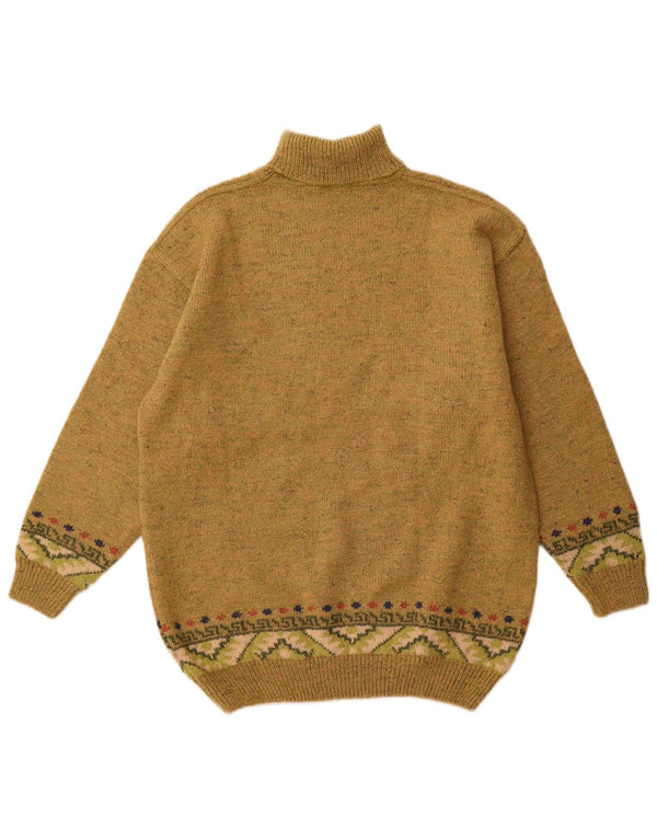 VINTAGE Rollkragenpullover für Herren, Größe 52, groß, Khaki, Argyle/Diamant
