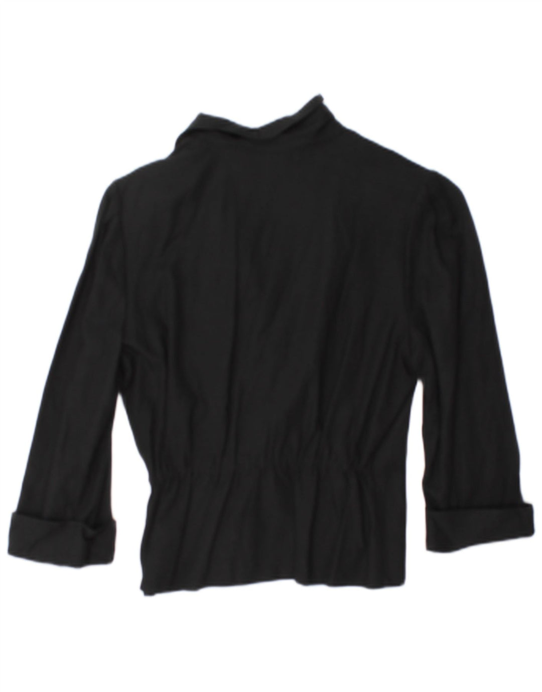 Vintage Damen 3/4 Ärmel Zweireiher Blazer Jacke EU 38 Medium Schwarz