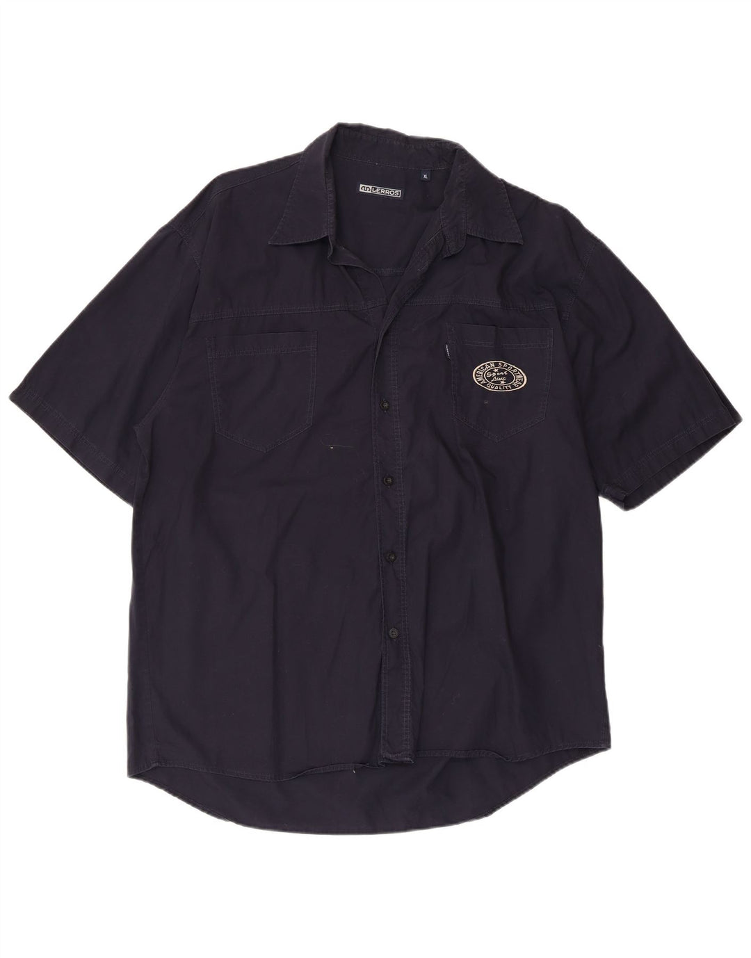 Lerros Herren-Kurzarmhemd XL aus marineblauer Baumwolle