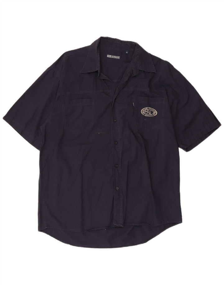 Lerros Herren-Kurzarmhemd XL aus marineblauer Baumwolle