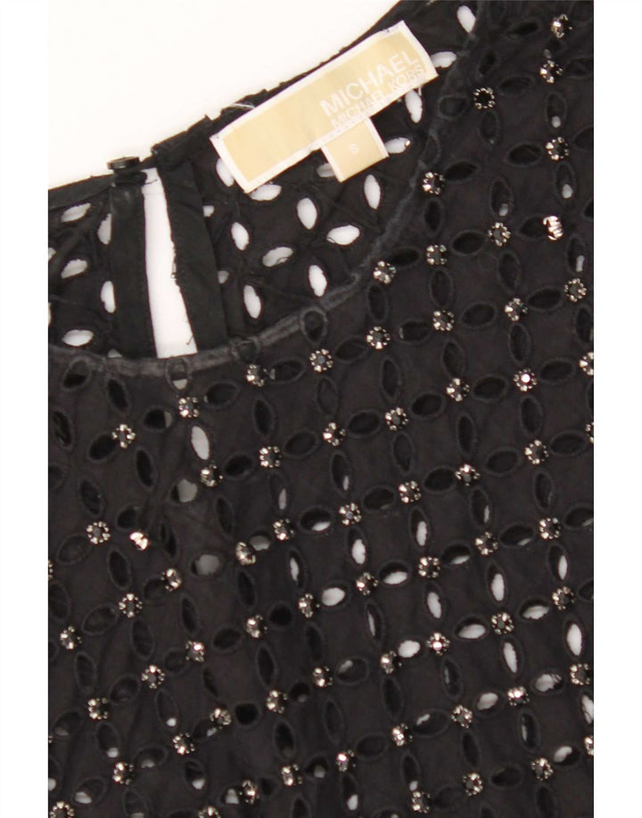 Michael Kors Damen Crop Bluse Top UK 10 Small Schwarz