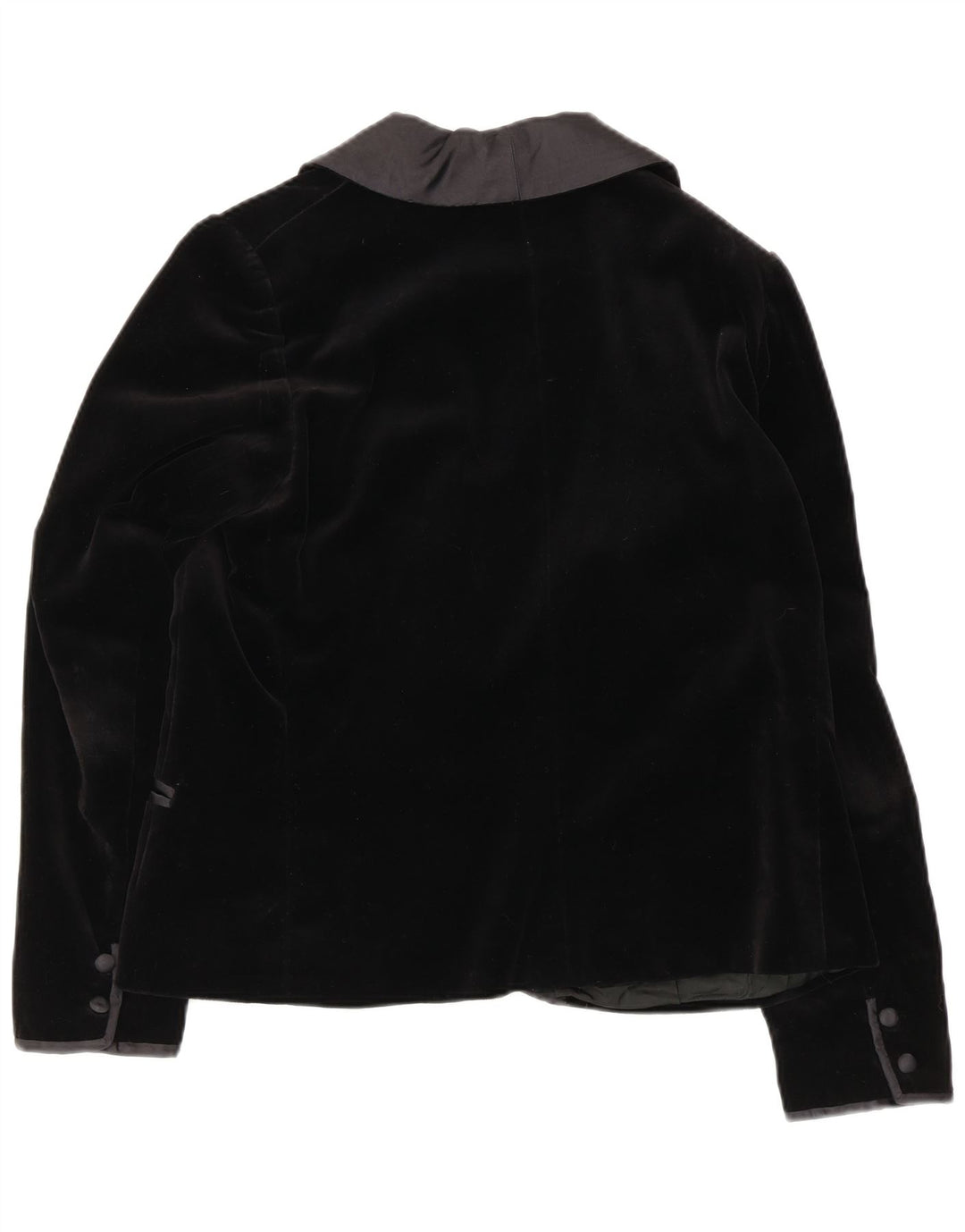 Vintage Damen 1 Knopf Samt Blazer Jacke UK 16 Large Schwarz