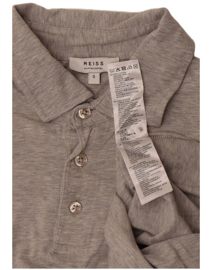 Reiss Herren-Poloshirt, klein, grau gesprenkelte Baumwolle