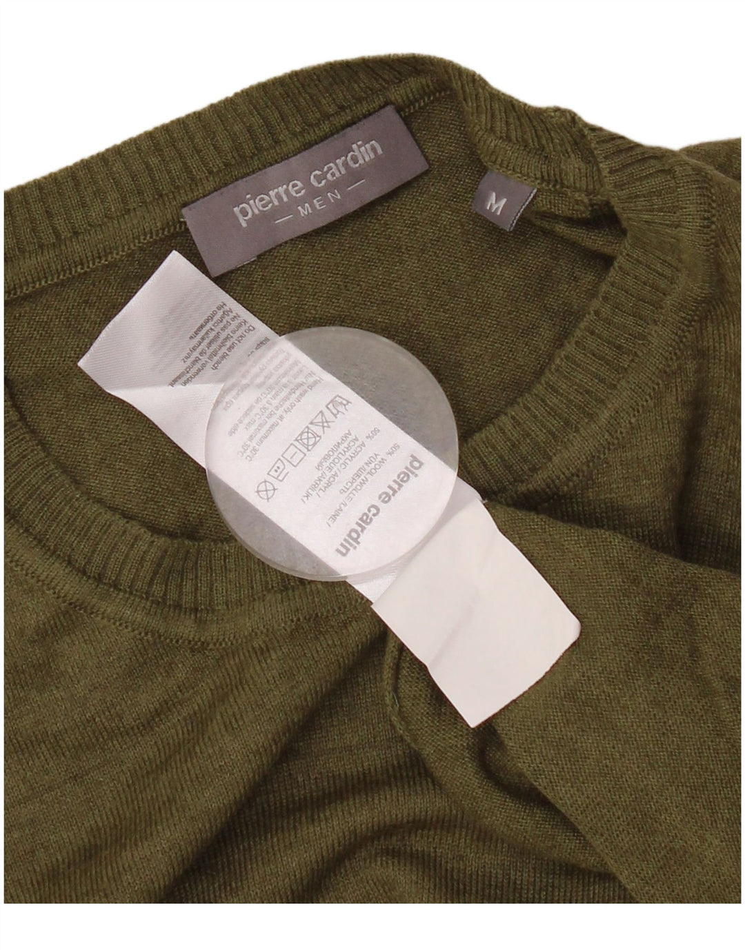 PIERRE CARDIN Herren-Pullover mit Rundhalsausschnitt, mittlere Khaki-Wolle