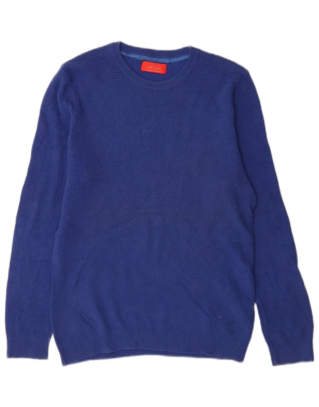 Zara Herren-Pullover mit Rundhalsausschnitt, Größe S, blau, Baumwolle