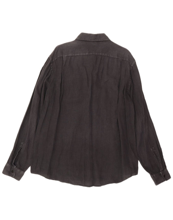 Hugo Boss Herrenhemd XL Graues Leinen