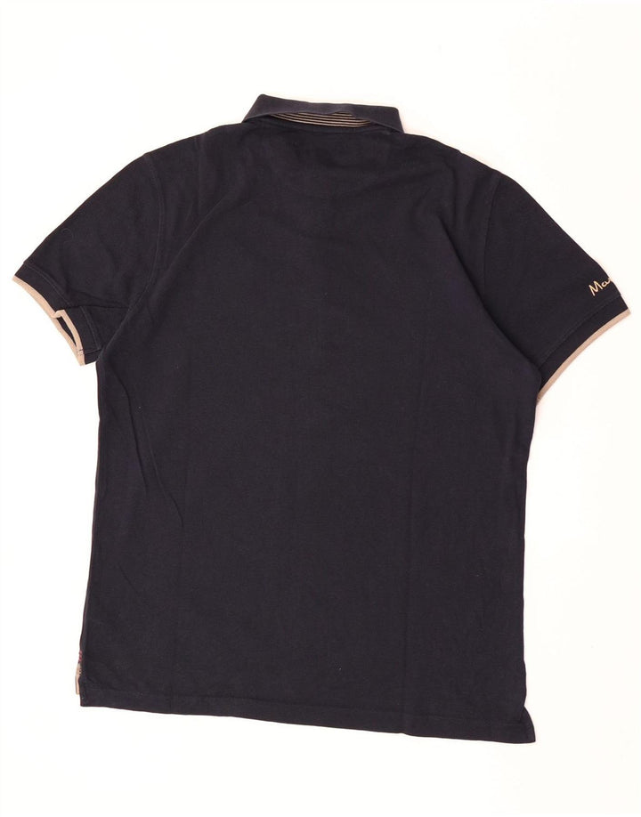Massimo Dutti Herren-Poloshirt mit Grafik, XL, Marineblau, Baumwolle