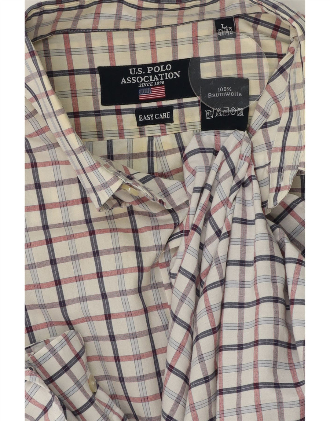 U.S. POLO ASSN. Mens Shirt Large White Check Cotton Vintage U.S. Polo Assn. and Second-Hand U.S. Polo Assn. from Messina Hembry 