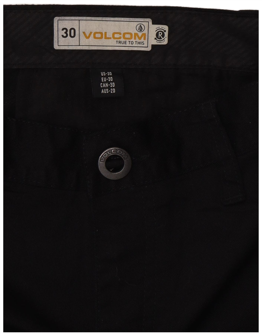 VOLCOM Herren gerade Chinohose W30 L30 schwarze Baumwolle