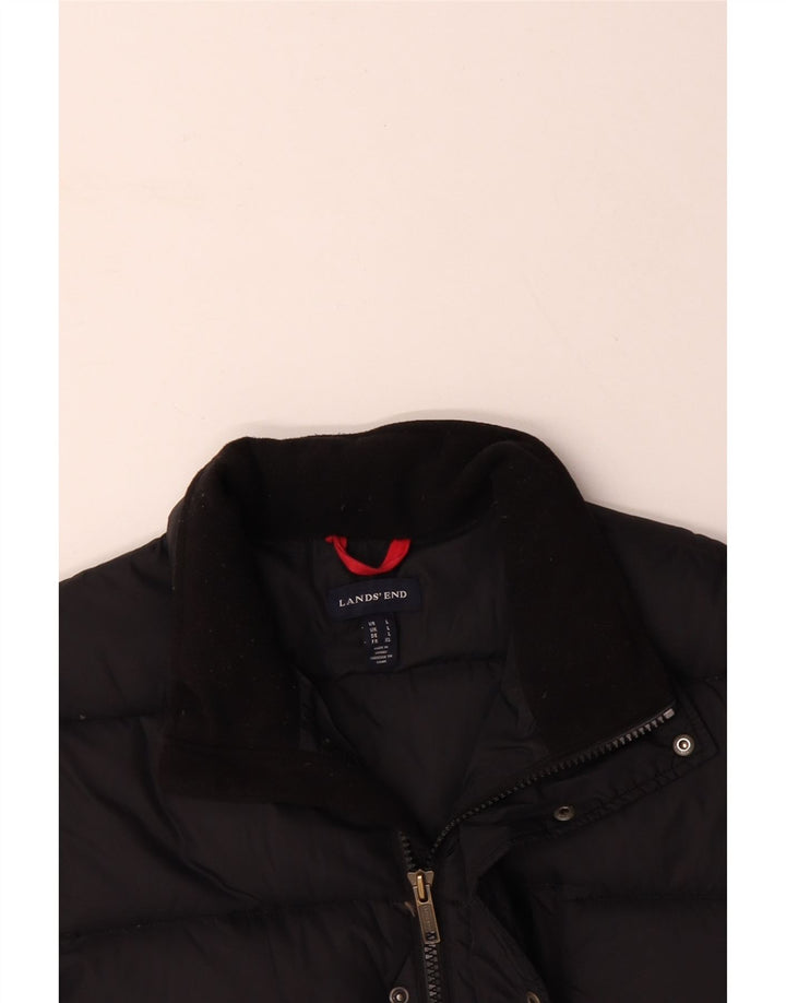 LANDS END Herren wattierte Jacke UK 40 Large Schwarz Nylon
