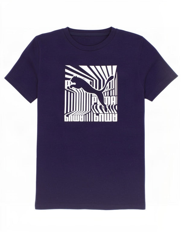 Puma Grafik-T-Shirt für Jungen, 9–10 Jahre, marineblaue Baumwolle