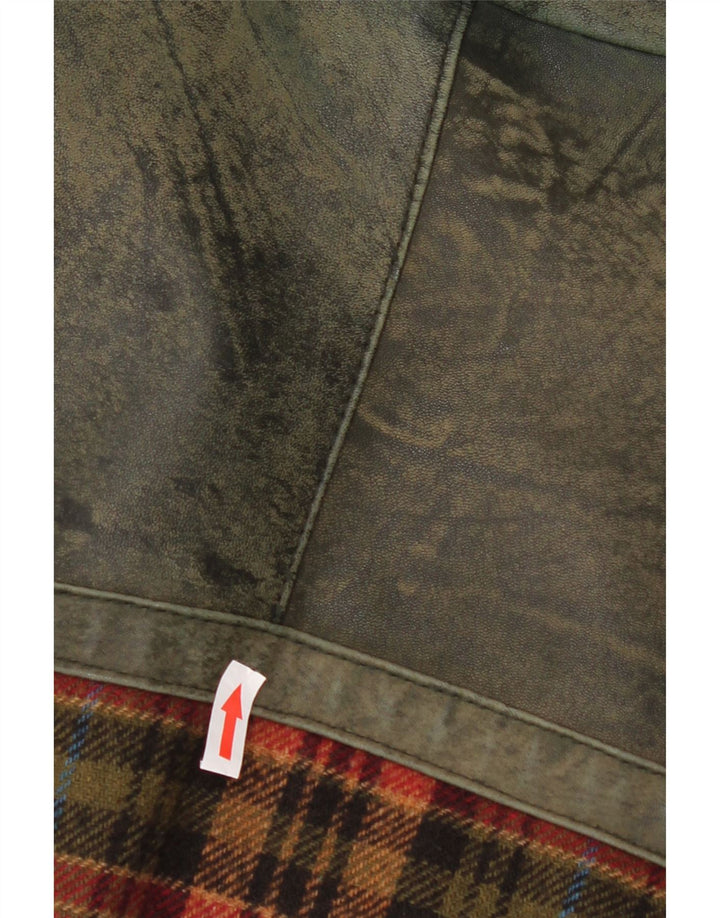 Vintage Herren Lederjacke UK 46 3XL Grün kariertes Leder