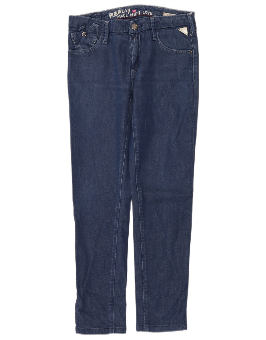 Replay Damen Slim Jeans W27 L27 Blaue Baumwolle