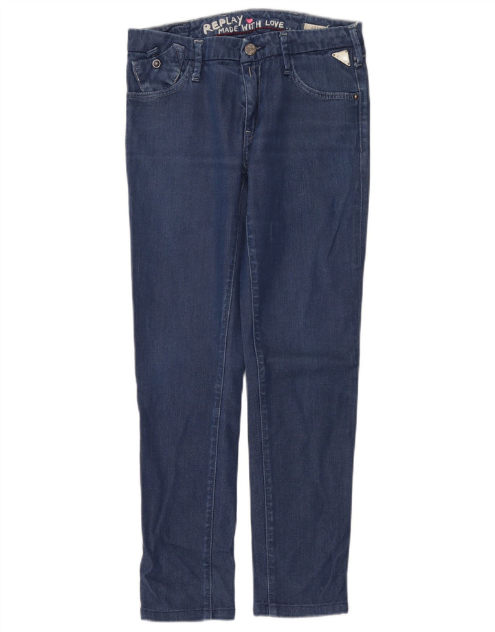 Replay Damen Slim Jeans W27 L27 Blaue Baumwolle