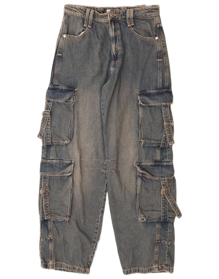 Zara Damen Cargo Tapered Jeans EU 40 Medium W30 L32 Blau