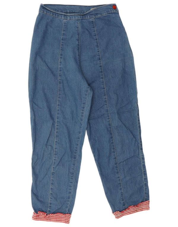 MOSCHINO Damen High Waist Tapered Jeans UK 12 Medium W28 L25 Blau Baumwolle