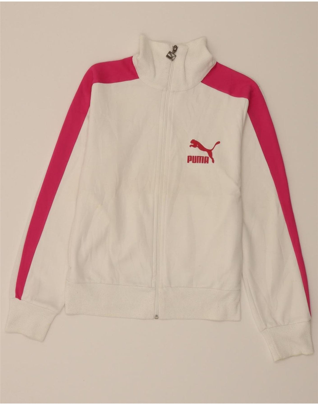 PUMA Womens Tracksuit Top Jacket UK 14 Large White Colourblock Polyester Vintage Puma and Second-Hand Puma from Messina Hembry 