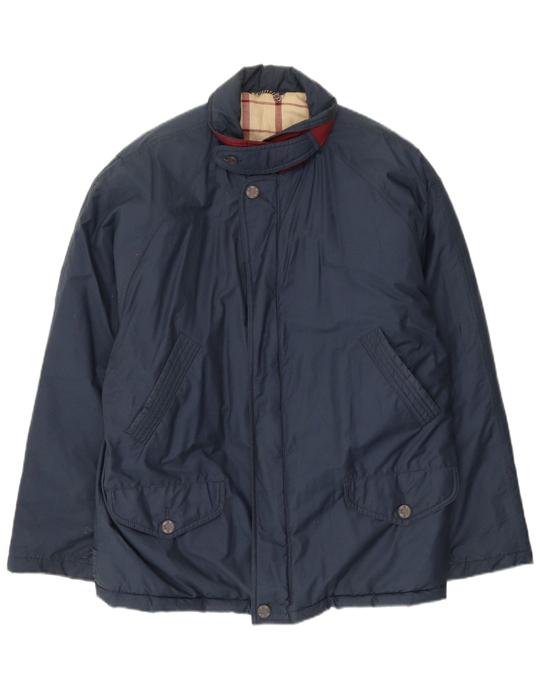 St Michael Herren-Windbreaker-Jacke mit lockerer Passform, UK 38, mittelmarineblaue Baumwolle