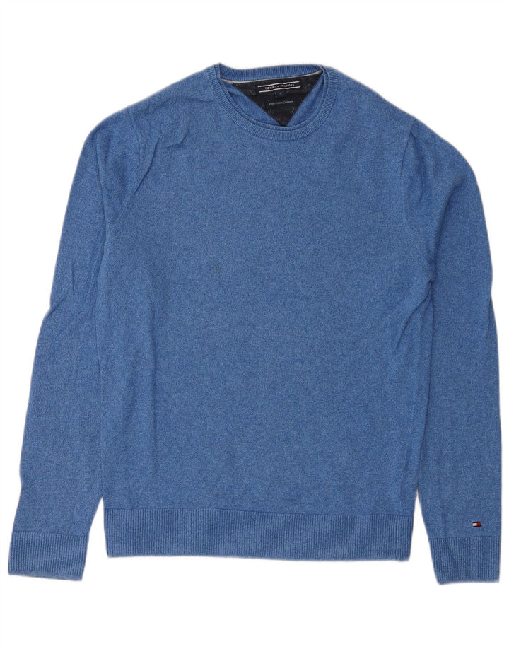 Tommy Hilfiger Herren-Pullover mit Rundhalsausschnitt, Größe S, blau, Baumwolle
