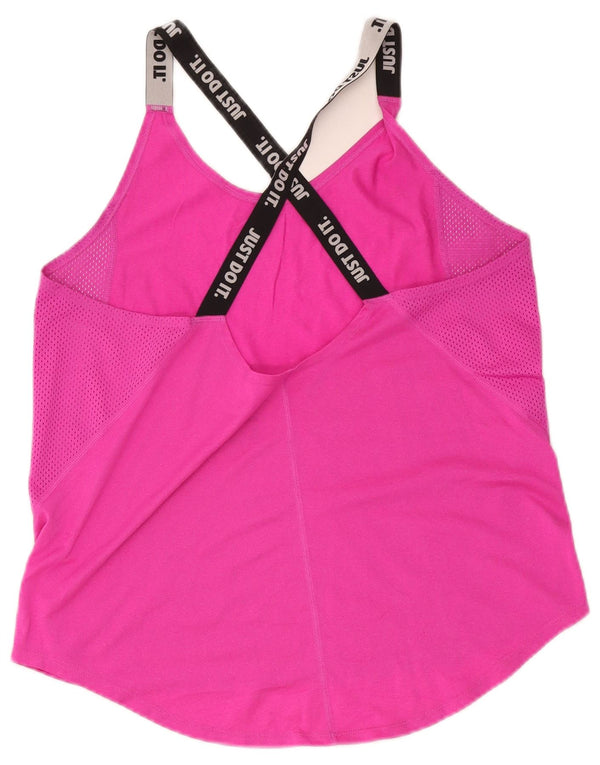 Nike Damen Dri Fit Crop Graphic Vest Top UK 14 Large Pink