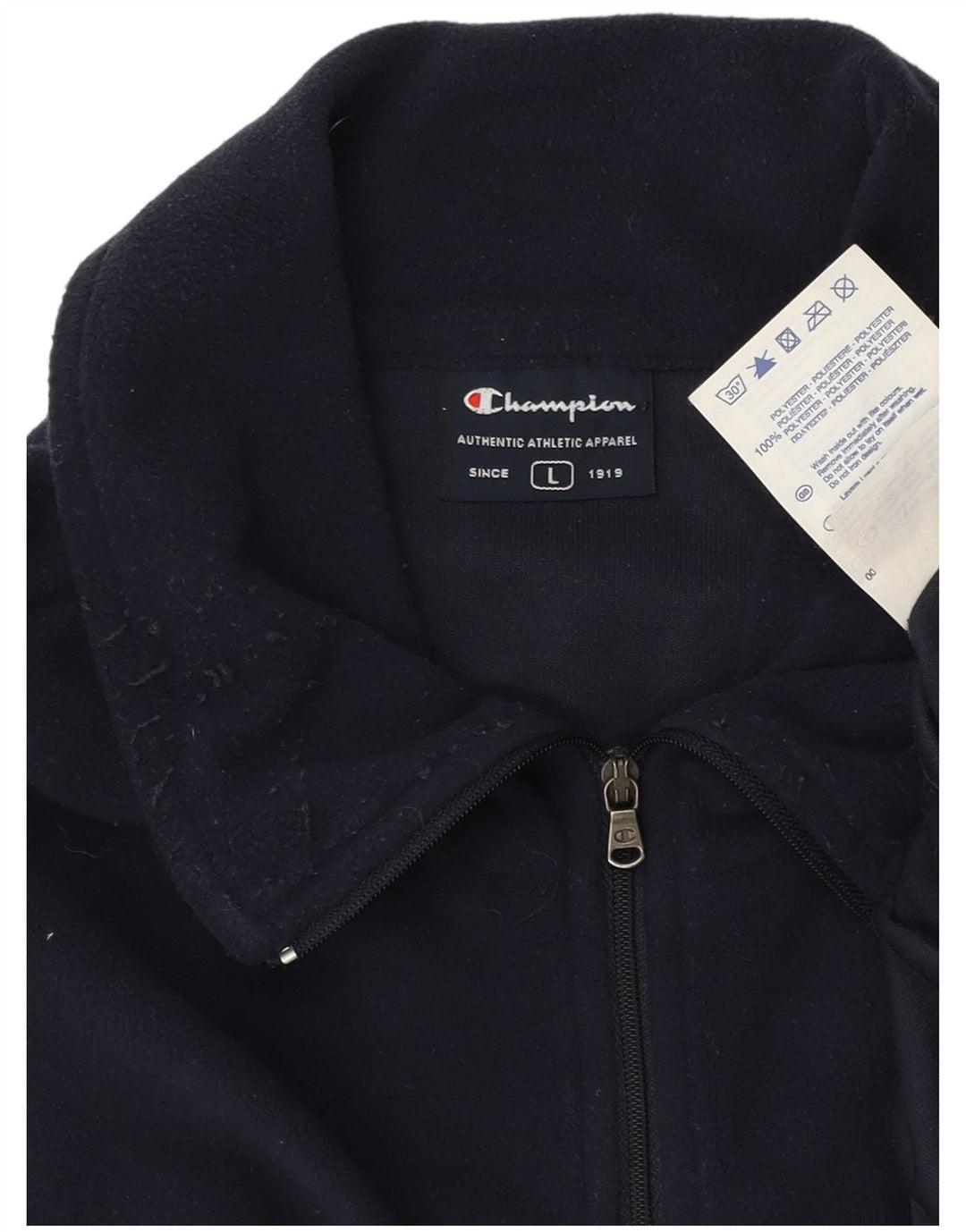 Champion Herren-Fleecepullover mit Reißverschluss am Hals, groß, marineblaues Polyester