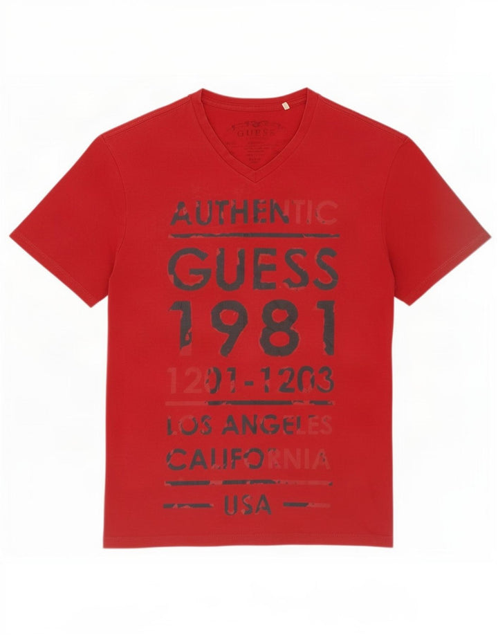 Guess Grafik-T-Shirt-Oberteil für Damen, UK 14, mittelrot