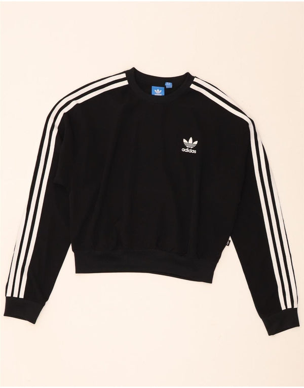 Adidas Damen Crop Oversized Sweatshirt Pullover UK 8 Small Schwarz Polyester