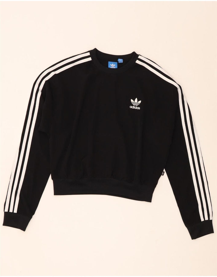 Adidas Damen Crop Oversized Sweatshirt Pullover UK 8 Small Schwarz Polyester